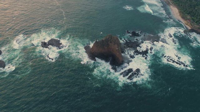 Papuma beach rock beautiful aerial view, Indonesia