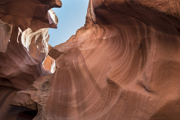 Antelope Canyon in Arizona, USA. Abstract landscape of Lower Antelope Canyon Abstract caverns found inside the canyon made of sandstone and carved over a long time by erosion