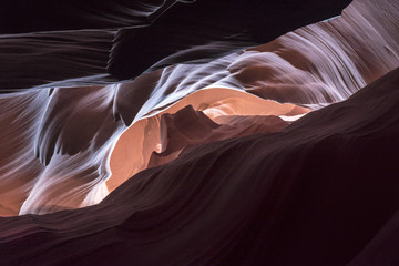 Antelope Canyon in Arizona, USA. Abstract landscape of Lower Antelope Canyon Abstract caverns found inside the canyon made of sandstone and carved over a long time by erosion