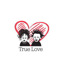 vector couple in love illustration. romantic relationship. man and woman, boy and girl. heart background. hipster. marriage. valentines card. 