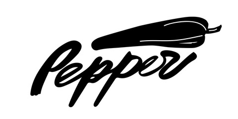 Pepper calligraphy logo. Handwritten lettering