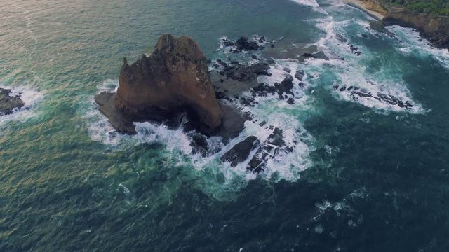 Papuma beach rock beautiful aerial view, Indonesia