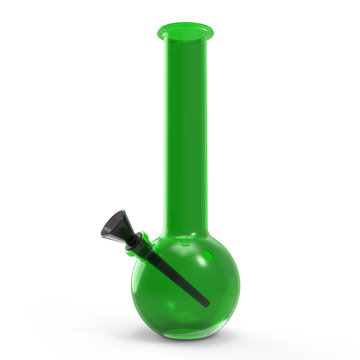 Glass Water Bong Pipe For Smoking Marijuana In White Studio