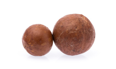 Macadamia nut isolated on white background.