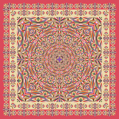 Abstract unique geometric shawl, scarf, neckerchief pattern. Vector ornamental background for textile, surface, decor design.