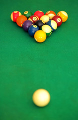 Billiard balls in triangle shape