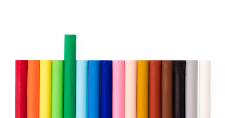 Colorful chalk isolated on white background.