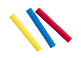 Colorful chalk isolated on white background.