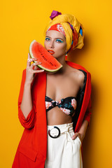 woman with watermelon