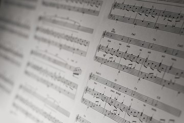 Obraz premium Classical piano notes close-up detail, isolated