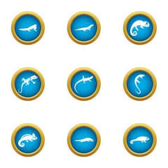 Viviparous lizard icons set. Flat set of 9 viviparous lizard vector icons for web isolated on white background