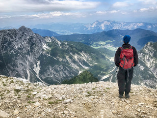Fototapeta premium Hiker in Julian Alps, Slovenia