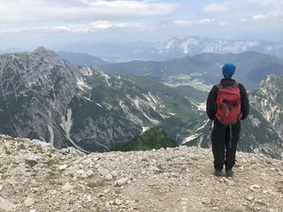 Fototapeta premium Hiker in Julian Alps, Slovenia