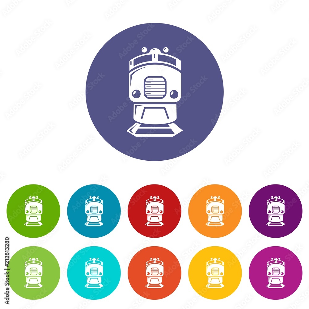 Poster train icons color set vector for any web design on white background