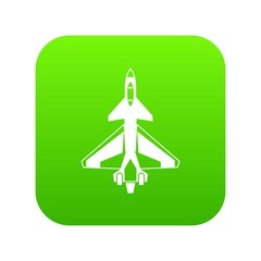 Military fighter jet icon digital green for any design isolated on white vector illustration