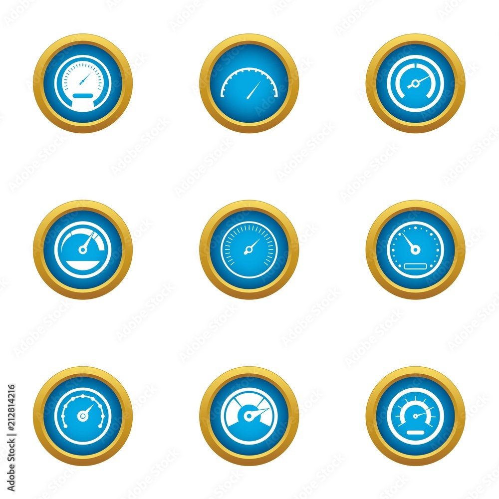 Poster velocity icons set. flat set of 9 velocity vector icons for web isolated on white background