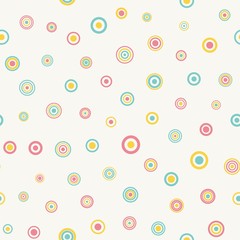 Seamless circles pattern with light background. Vector repeating texture.