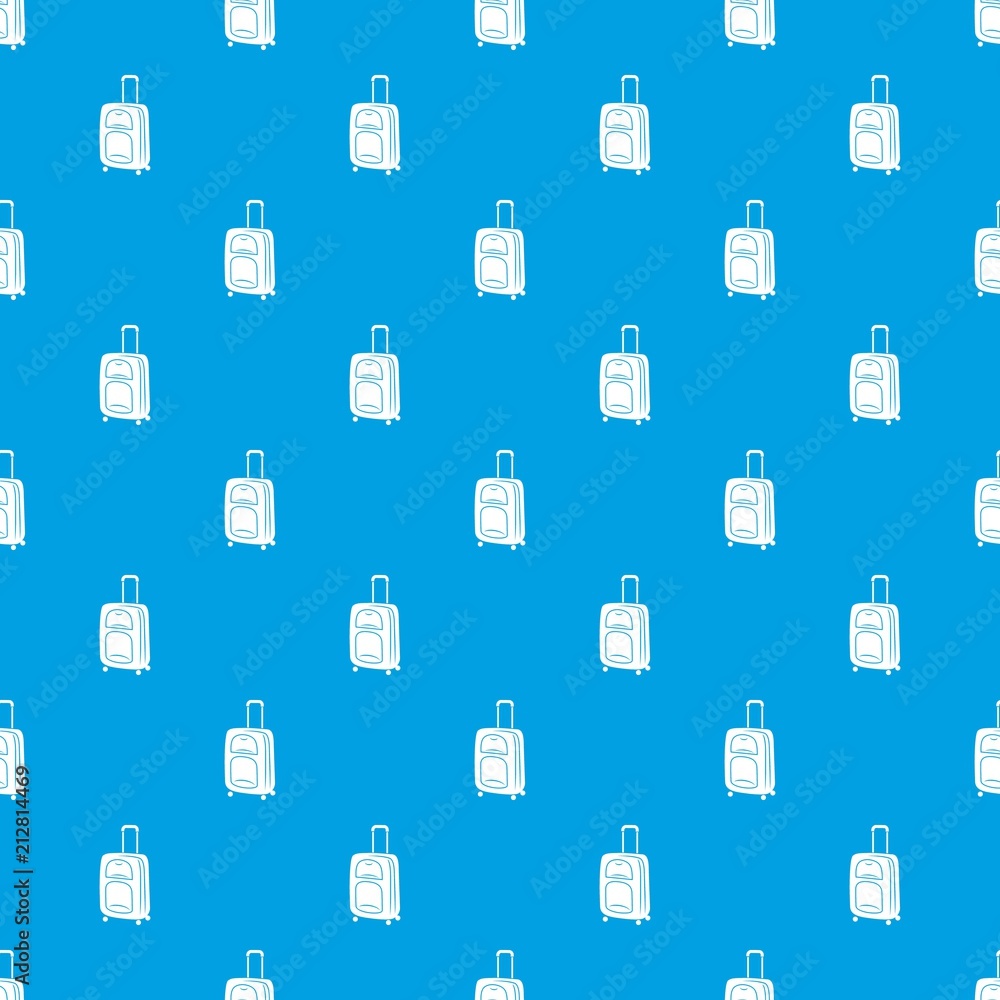 Poster suitcase on wheels pattern vector seamless blue repeat for any use