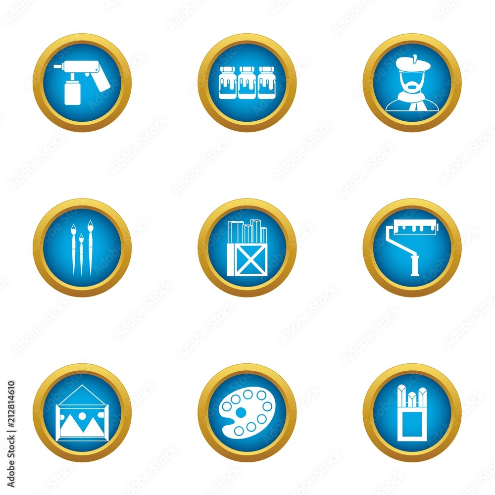 Poster creative initiative icons set. flat set of 9 creative initiative vector icons for web isolated on wh
