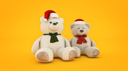 Teddy bear with santa hat. 3d rendering