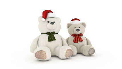 Teddy bear with santa hat. 3d rendering