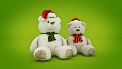 Teddy bear with santa hat. 3d rendering