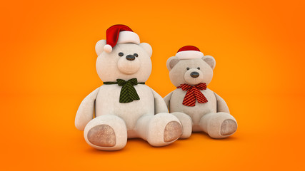 Teddy bear with santa hat. 3d rendering