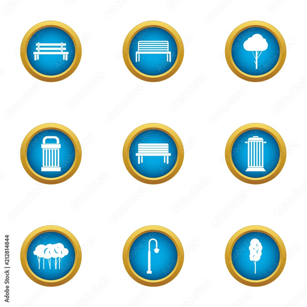 Poster bench party icons set. flat set of 9 bench party vector icons for web isolated on white background