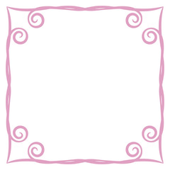 frame pink simple curls vector illustration postcard page background record square isolated on white background object empty space for saying poem congratulation quote