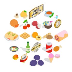Drinks icons set. Isometric set of 25 drinks vector icons for web isolated on white background