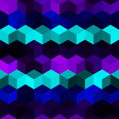 Hexagon grid seamless vector background. Bright polygons with bauhaus corners geometric graphic design. Trendy colors hexagon cells pattern for web or cover. Honeycomb cube shapes mosaic.