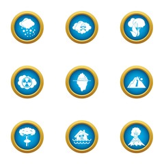 Exhaust icons set. Flat set of 9 exhaust vector icons for web isolated on white background
