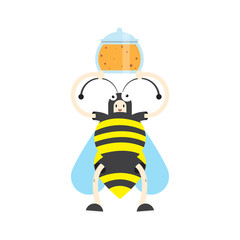 a boy in a bee costume,vector image, flat design, cartoon character