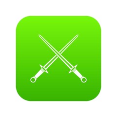 Swords icon digital green for any design isolated on white vector illustration