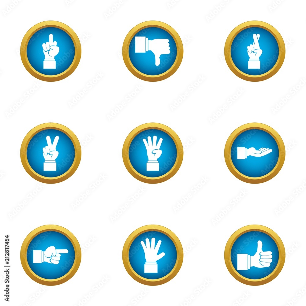 Aufkleber hand gesture icons set. flat set of 9 hand gesture vector icons for web isolated on white background