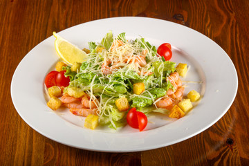 Caesar salad with shrimps