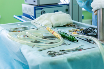 Liposuction surgery instrument prepare for operate in surgeon room