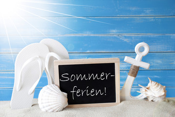 Sunny Card With Sommerferien Means Summer Holidays