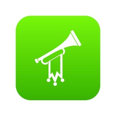 Trumpet with flag icon digital green for any design isolated on white vector illustration