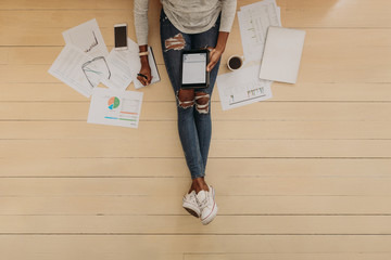Businesswoman working at home