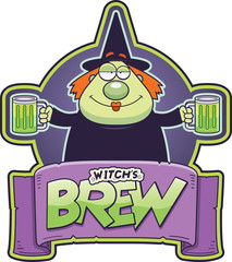 Cartoon Witch Brew Label