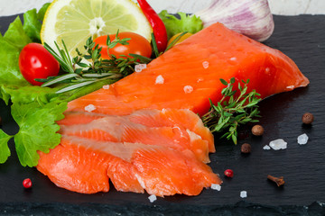 Raw trout fillet