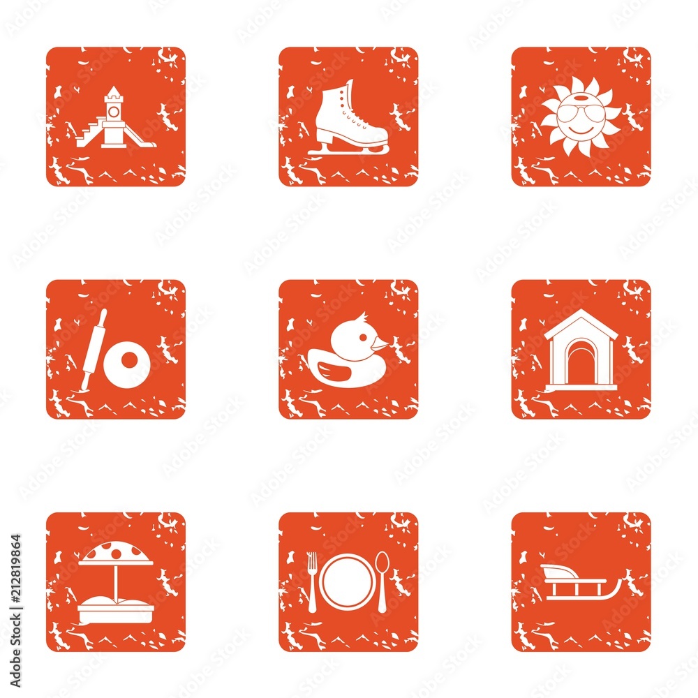 Poster chute icons set. grunge set of 9 chute vector icons for web isolated on white background