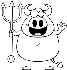 Cartoon Devil Waving
