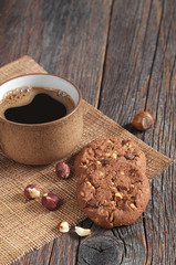 Chocolate cookies and coffee