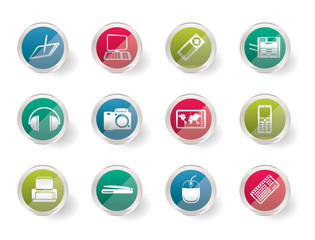 Hi-tech technical equipment icons over colored background - vector icon set 3