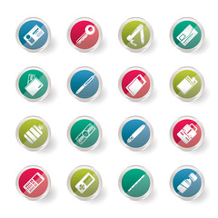 Simple Vector Object Icons over colored background - Vector Icon Set