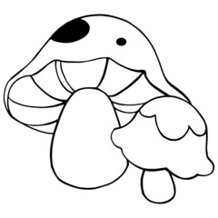 Mushroom cartoon illustration isolated on white background for children color book