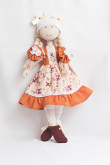 Handmade doll in a dress. A gift with your own hands. Decorative doll.Clothes for handmade dolls.