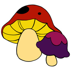 Mushroom cartoon illustration isolated on white background for children color book